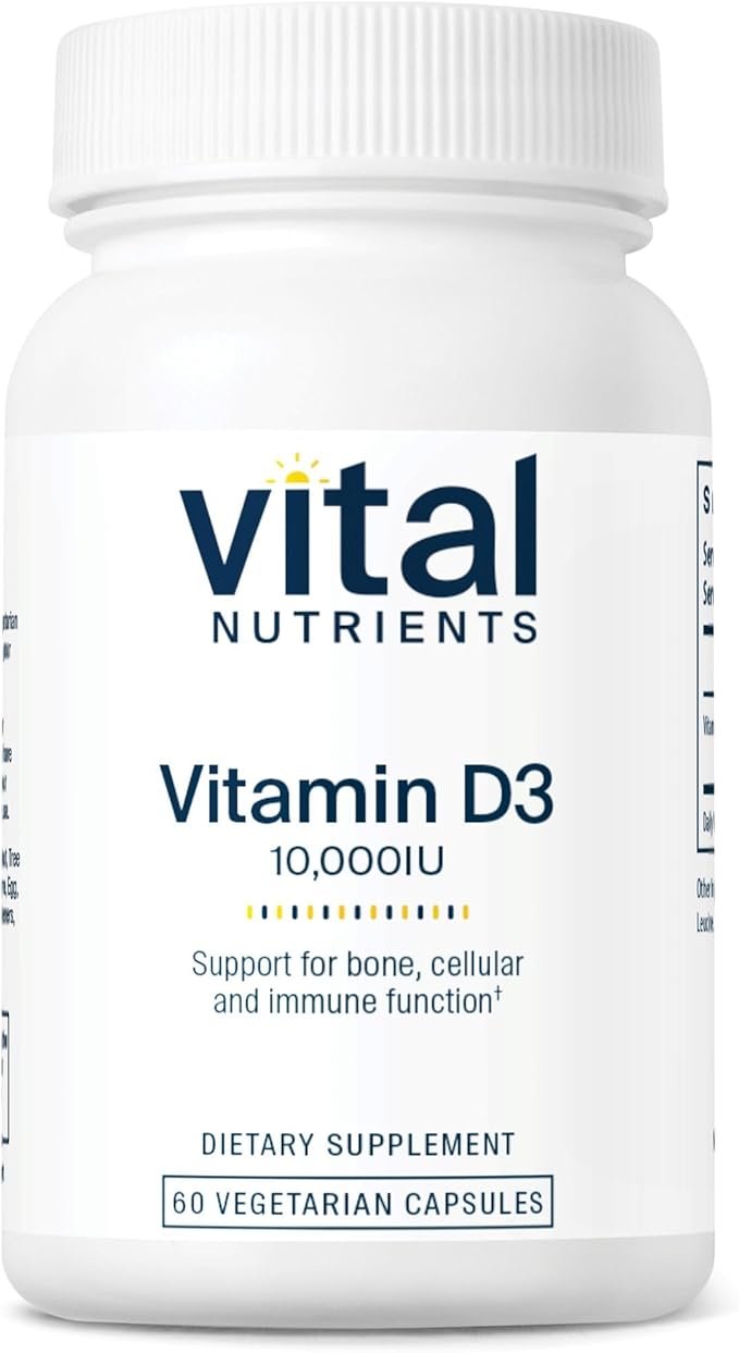Vital Nutrients ビタミンD 10000 IU - ビタミンD3サプリメント - 健康な骨、歯、筋肉* - 細胞および免疫機能 - カルシウム吸収 - グルテン、乳製品、大豆不使用 - 60カプセル