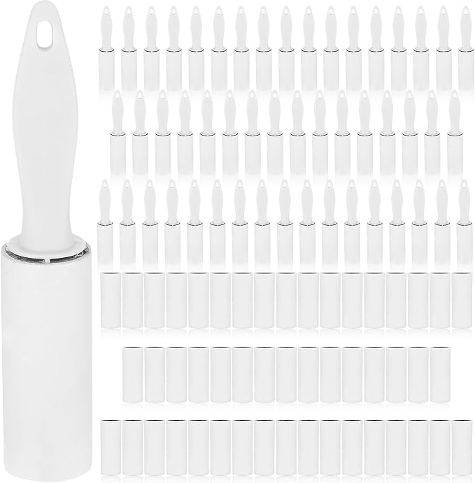 Hushee 50 Pack Mini Lint Rollers for Travel, 3000 Sheets Portable Travel Size Lint Roller Bulk Small Pet Hair Remover for Couch Furniture Clothes 5.9 x 1.1 (White)