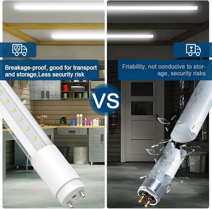 JESLED 4 Pack T8 LED Bulbs 4 Foot, 14W 2450LM 6000K Super Bright, Type A+B 4FT LED Bulbs, Fluorescent Tubes Replacement, Plug & Play or Ballast Bypass, Clear Cover