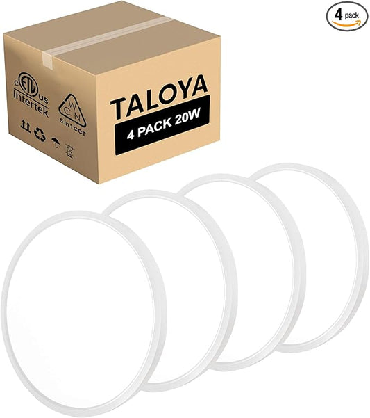 TALOYA 4 Pack of Flush Mount Ceiling Light 12 Inch (3000K/3500K/4000K/5000K/6500K), Super Slim Led Light Fixture for Closet Dining Room Garage Hallway Kitchen Laundry