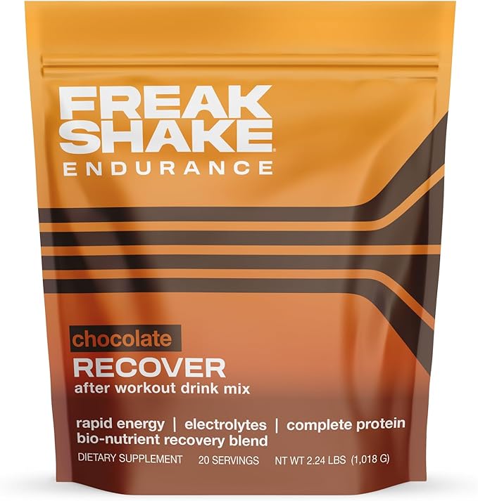 Freak Shake Post-Workout Drink Mix for Endurance Training | Jumpstart Recovery & Adaptation with Epicatechin & Quercetin | Carbs, Electrolytes & Protein | Chocolate (20 Servings)
