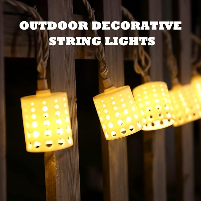 Vigdur 10FT Lantern String Lights - Hollow-Out Style Indoor String Lights Connectable Waterproof Indoor Outdoor Patio Lights for Garden Party Bedroom Christmas Decor