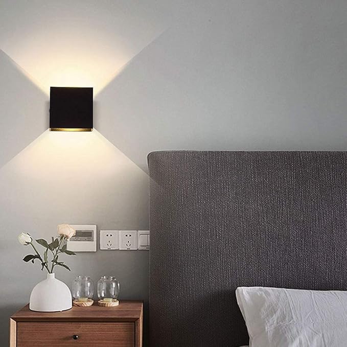 Lightess Indoor Wall Sconce Dimmable 10W, Modern LED Wall Lamp Black, Up Down Wall Mount Lights Mini Metal for Living Room Bedroom Hallway Decor, Warm White, O1185TP