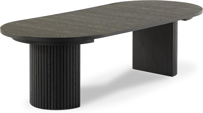 Transformer Table - Solid Wood Extendable Round Dining Table, Extendable Round Dining Table, Space-Saving Modern Furniture, Elegant and Functional Design, Black (Table Only)