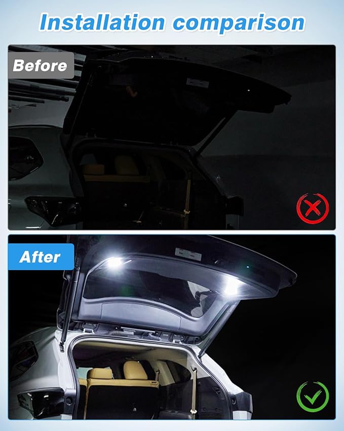Powerty Compatible with LED Lights Toyota Highlander 2023 2022 2021 2020 Cargo Lamps Decorative Atmosphere Lamp Trunk Ceiling Lighting 2 PCS (Only for Electric Tailgate Versions, Not fit 2024)