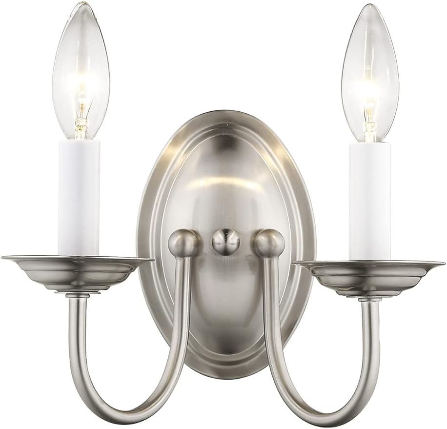 Livex Lighting 4152-91 Home Basics 2 Light Brushed Nickel Wall Sconce