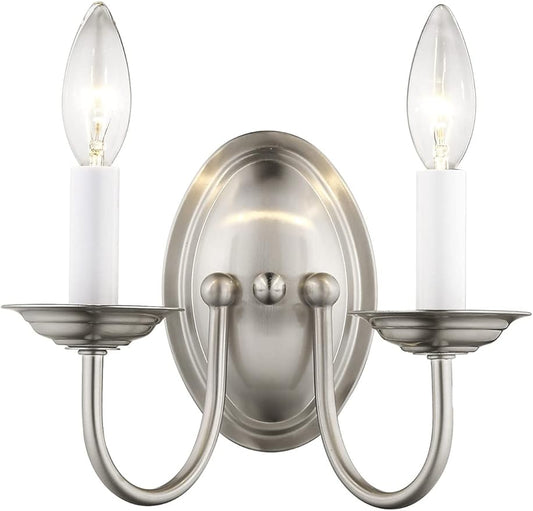 Livex Lighting 4152-91 Home Basics 2 Light Brushed Nickel Wall Sconce