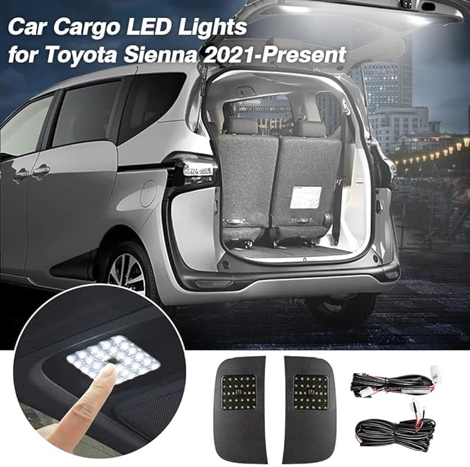 Powerty LED Lights for Toyota Sienna 2021-2025 2026, Cargo Lamps Decorative Atmosphere Lamp for Toyota Sienna Accessories Trunk Ceiling Lighting 2 PCS