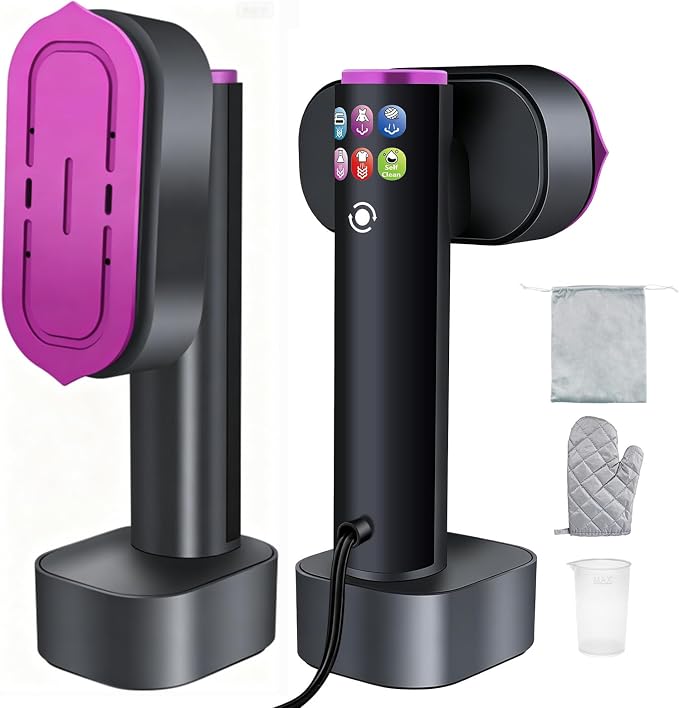 Handheld Garment Steamer, 2-in-1 Steamer & Iron, 1200W Fast Heat, 190ml Detachable Water Tank Portable Travel Steamer with LED Display, 6 Modes, for Home & Travel