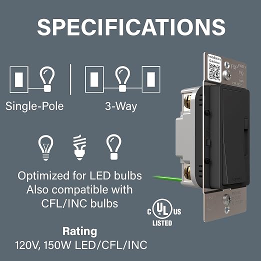 Radiant® 150-Watt Single-Pole/3-Way LED Advanced Dimmer, Black