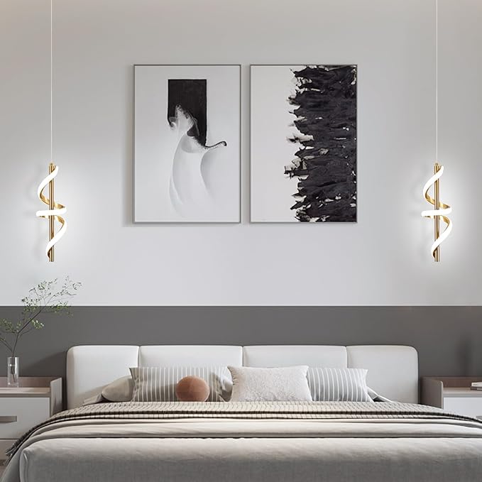 Spiral Led Pendant Light Fixtures, 5500K Gold Modern Led Pendant Light Kitchen Island, Adjustable Height Kitchen Island Lights Fixtures for Dining Room Bedroom Sink