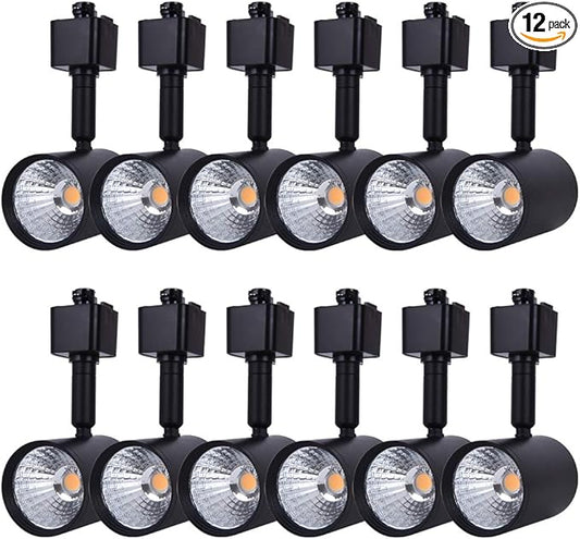 mirrea 12 Pack LED Track Lighting Heads Compatible with Single Circuit H Type Rail Ceiling Spotlight for Accent Task Wall Art Exhibition Lighting 6.5W 4000K Neutral White 24° Black Painted