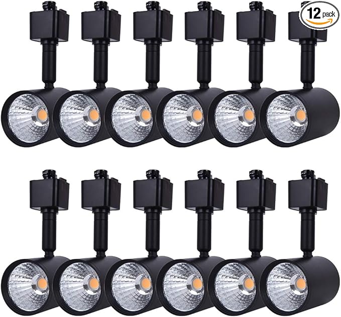 mirrea 12 Pack LED Track Lighting Heads Compatible with Single Circuit H Type Rail Ceiling Spotlight for Accent Task Wall Art Exhibition Lighting 6.5W 3000K Warm White 24° Black Painted