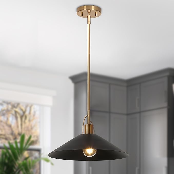 KSANA Pendant Lights Kitchen Island, 13.8-Inch Gold and Black Pendant Light Fixtures, Modern Large Kitchen Pendant Lighting Over Island