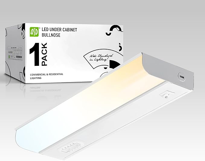 ASD LED Under Cabinet Lighting Hardwired, 9 Inch 4W 2700K-5000K Selectable, 337LM, CRI90+, Direct Wire Linkable Under Counter Lights for Kitchen, Dimmable Under Cabinet Lights, White, UL Certified