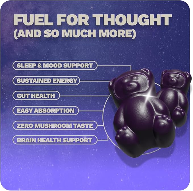Nutrops Sugar-Free Lions Mane Mushroom Gummies for Adults, Functional Nootropics, Herbal Brain Supplement for Energy, Brain Health, Cognitive, Memory & Focus, Reishi, Chaga, Cordyceps - 28 Day Supply