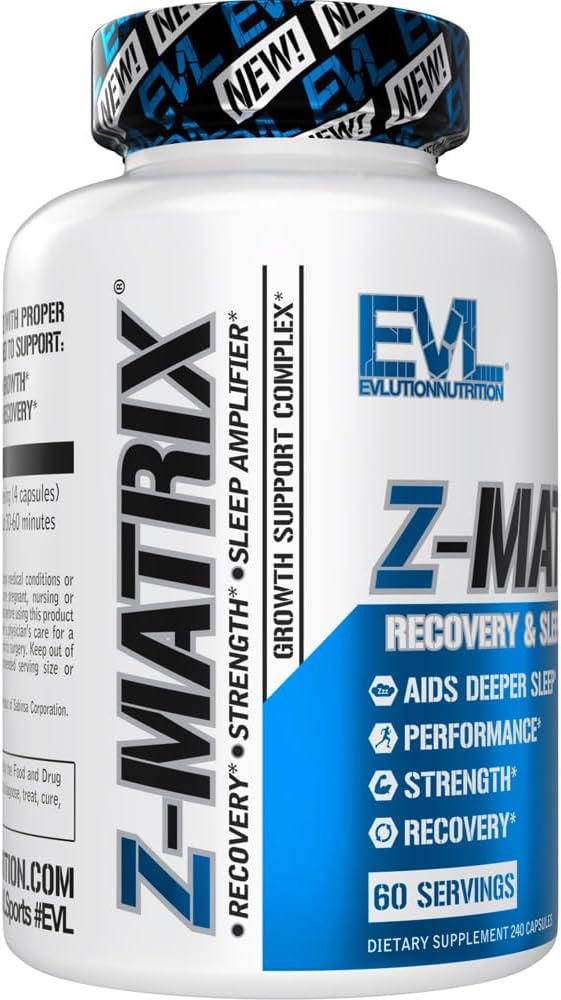 Evlution EVL Post Workout Recovery Supplement - Magnesium and Zinc - ZMatrix Zinc Magnesium Aspartate Muscle Recovery Supplement for Sleep Support and Muscle Health (Pack of 2)