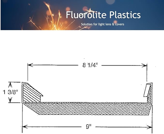 Wrap Around Replacement Light Cover | Clear Prismatic Acrylic | Wraparound Ceiling fixture Cover | Size: 47-3/4"(L) x 9" (W) x 1-3/8" (H) | (CRITICAL MEASUREMENT: width between hooks: 8-1/4")