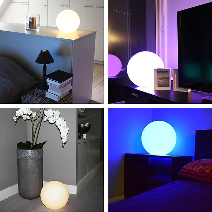 Mr.Go 10" Ultra-Fun Waterproof RGB Color-Changing LED Ball Light Orb Globe Lamp, Dimmable 16 Colors 4 Modes, Ideal for Kids Night Light Party Outdoor Pool Garden Patio Ambient Decorative Lighting