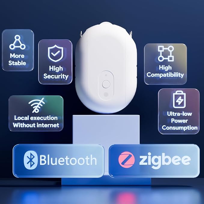 Zigbee Rechargeable Curtain Robot, Automatic Smart Curtain Opener Motor for I/U Tracks & Rods, App Control, Timer & Schedule, Zigbee Hub Required for Voice & Remote Control