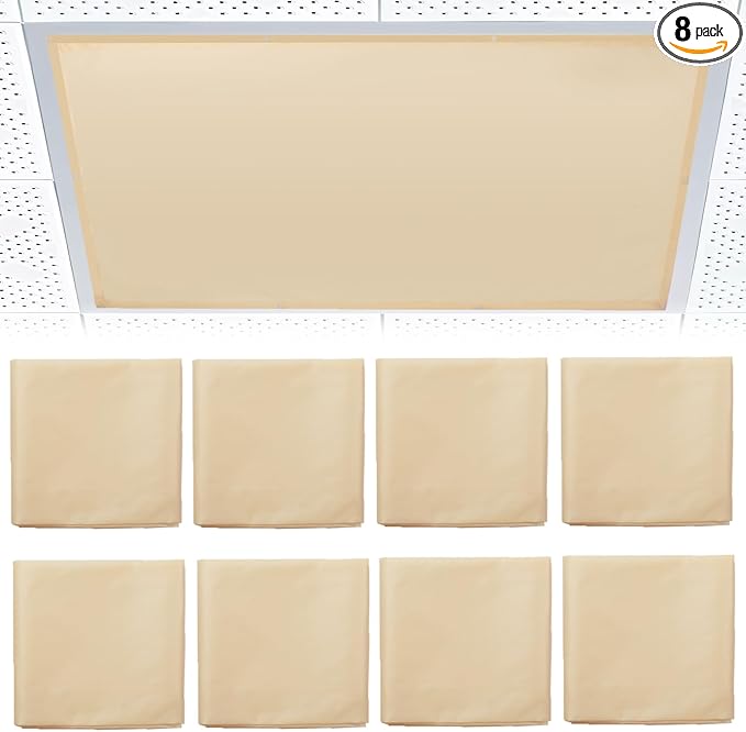 Torixqi 8 Pcs Fluorescent Light Covers for Ceiling Lights Classroom, Magnetic Light Filters, Fluorescent Light Diffuser Covers for Office, Hospitals, Home 4 x 2 Feet (warm yellow)