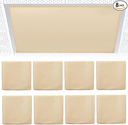 Torixqi 8 Pcs Fluorescent Light Covers for Ceiling Lights Classroom, Magnetic Light Filters, Fluorescent Light Diffuser Covers for Office, Hospitals, Home 4 x 2 Feet (warm yellow)