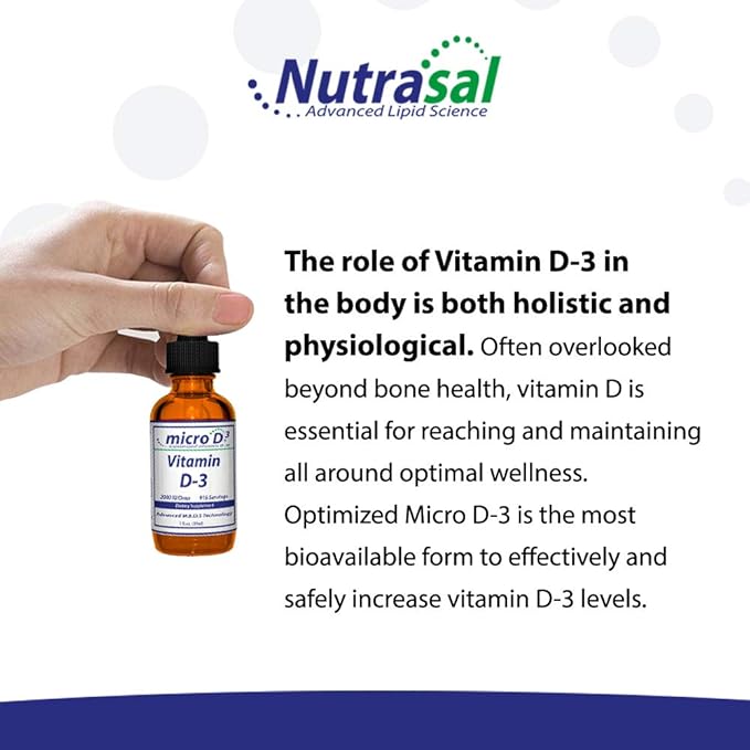 Nutrasal Micro D3 Vitamin D-3 Drops - High Concentrate (2 Million IU's) Vitamin D3 with Nano Technology and Up to 10X More Absorption -1 oz (30 ml)