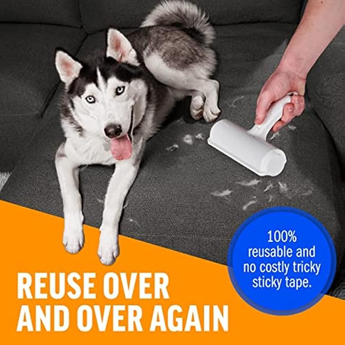 ChomChom Roller Pet Hair Remover and Reusable Lint Roller - Original White, Black Cat and Dog Hair Remover
