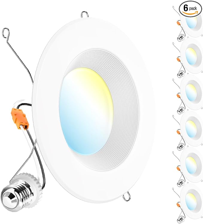 Sunco 6 Pack Recessed Lighting 6 Inch, Retrofit Can Lights, 965LM, 13W (75W Equivalent), Selectable CCT 4000K/5000K/6000K, Dimmable, Baffle Trim, Damp Rated UL