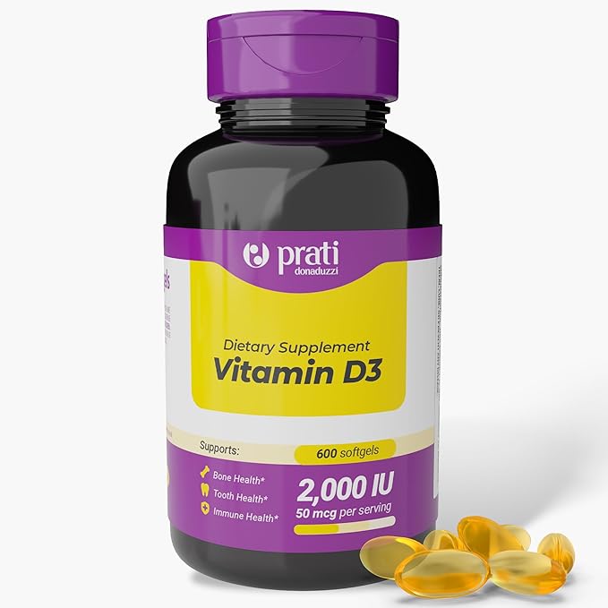 Vitamine D3 2 000 UI – 600 gélules molles – Soutient le système de défense, la santé des os et des muscles – Format familial