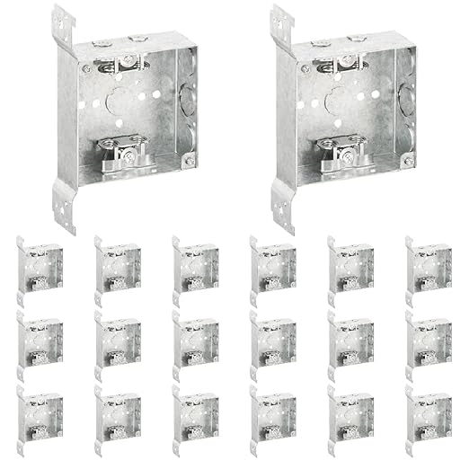 OHLECTRIC 4" Square Welded Electrical Box with Flush Mount Brackets (20-Pack) 1-1/2 Inch Deep Box with BX/MC Cable Clamp, ½ & ¾ Knockouts, Galvanized Steel, 21 Cu. in. Metal Junction Box