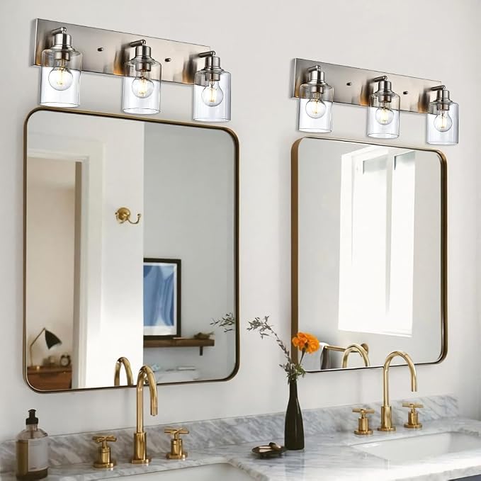 3 Light Interior Wall Mounted Lights Metal Black Bathroom Lighting Multi-Directional Rotating Metal Ceiling Light Fixture with Clear Glass Industrial Spotlight for Kitchen Foyer