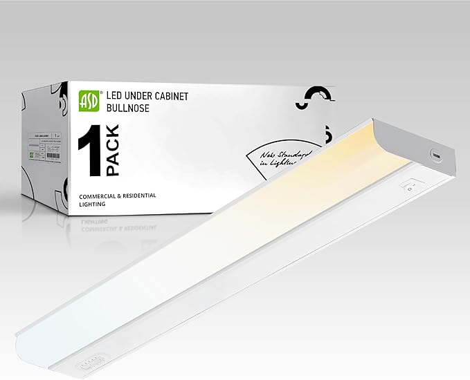 ASD LED Under Cabinet Lighting Hardwired, 24 Inch 12W 2700K-5000K Selectable, 1051LM, CRI90+, Direct Wire Linkable Under Counter Lights for Kitchen, Dimmable Under Cabinet Lights, White, UL Certified