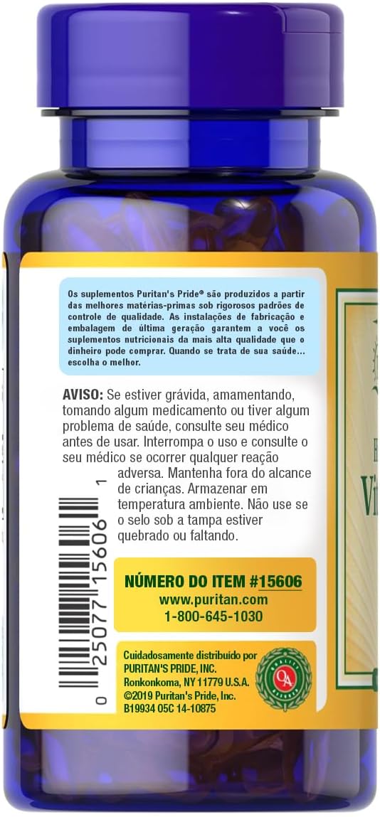 Puritan's Pride Vitamine D3 Haute Puissance 1000 UI, 200 Gélules