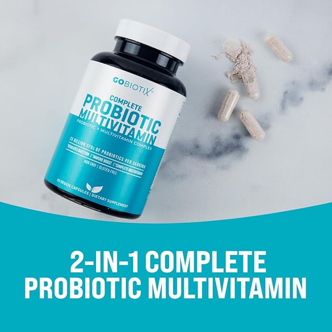 GOBIOTIX マルチビタミン プロバイオティクス＆消化酵素配合 - 250億CFU - 消化器系の健康、女性と男性のためのプロバイオティクス - グルテンフリー錠剤 - 90カプセル