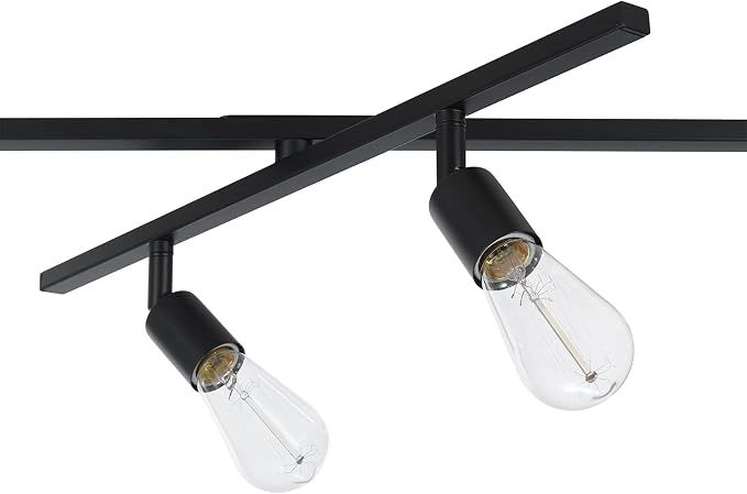 Globe Electric 64000125 64" 6-Light Double Center Swivel Track Lighting, Matte Black, Adjustable Pivoting Heads, Center Canopy, Modern Ceiling Light for Kitchen Island, Hallway, or Dining Room