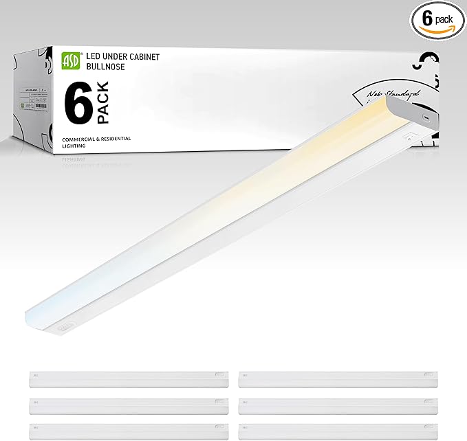 ASD LED Under Cabinet Lighting Hardwired, 40 Inch 20W 2700K-5000K Selectable, 1814LM, CRI90+, Direct Wire Linkable Under Counter Lights for Kitchen, Dimmable Under Cabinet Lights, White, UL, 6 Pack