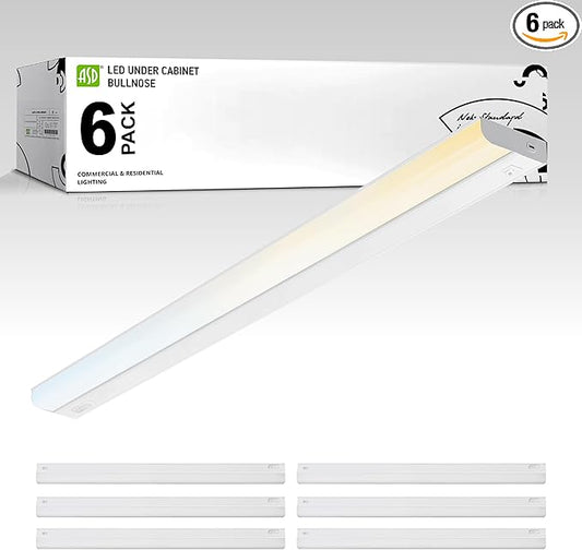 ASD LED Under Cabinet Lighting Hardwired, 40 Inch 20W 2700K-5000K Selectable, 1814LM, CRI90+, Direct Wire Linkable Under Counter Lights for Kitchen, Dimmable Under Cabinet Lights, White, UL, 6 Pack