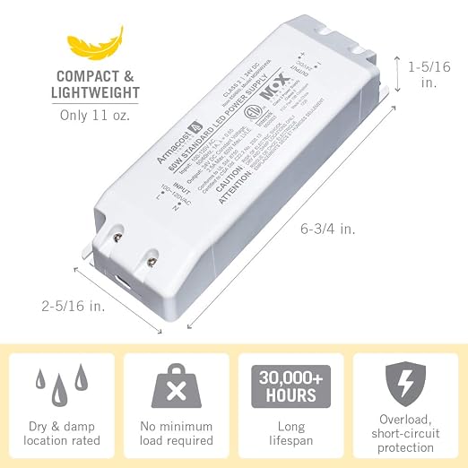 Armacost Lighting 850600 24 Volt LED Power Supply, White