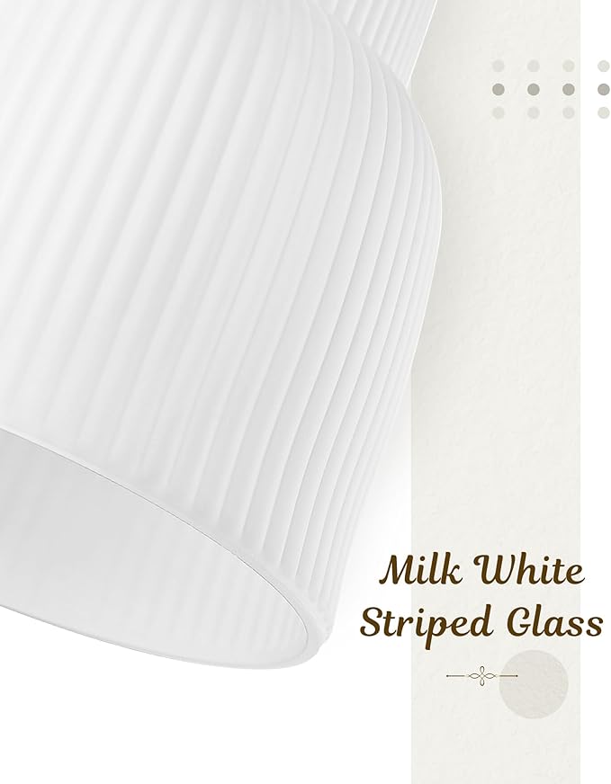 FEMILA 6.7" Milk Glass Pendant Lights Kitchen Island, Brushed Nickel Antique Chandelier, Hanging Light Fixture for Bedroom Hotel Living Room, 4FYD87MIL BN