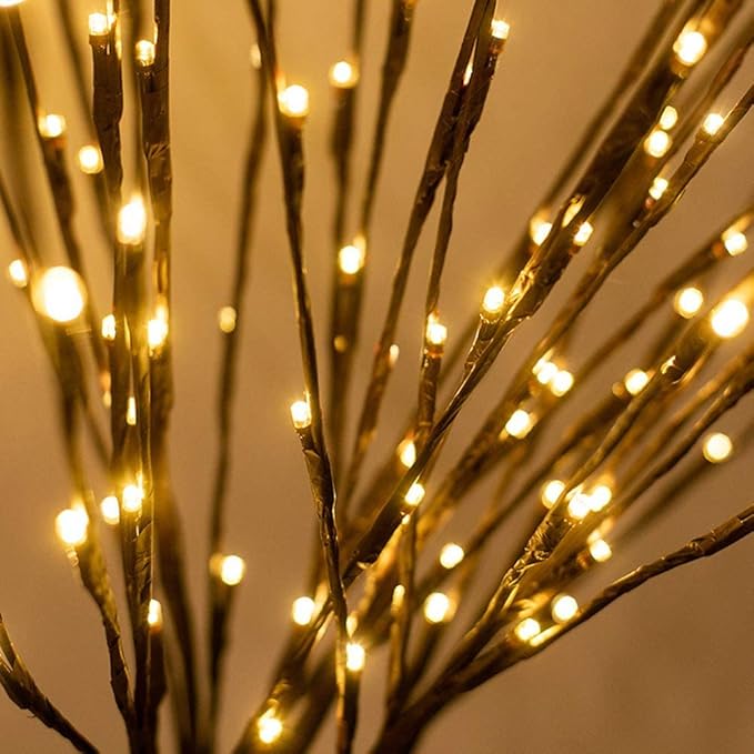 3PK 60" Led Branch Lights, Twig Lights, Lighted Branch for Vase, Willow Branches with USB Plug for Halloween Thanksgiving Day and Christmas,Warm White