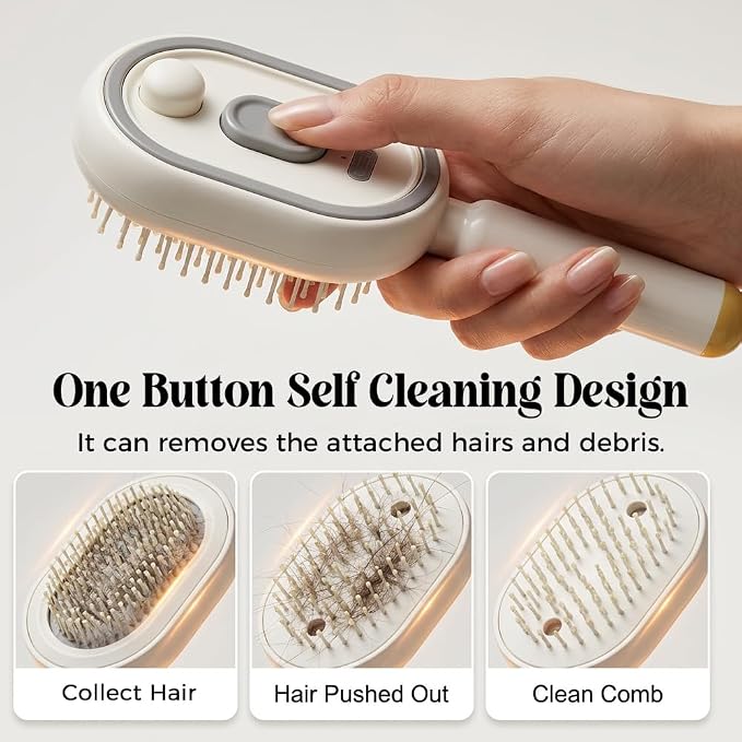 Electric Steam Brush for Hair, 2026 New Rechargeable Hair Straightener Brush with Detangling Comb, Water Spray Hair Brush for Both Long & Short Hairs (Purple)