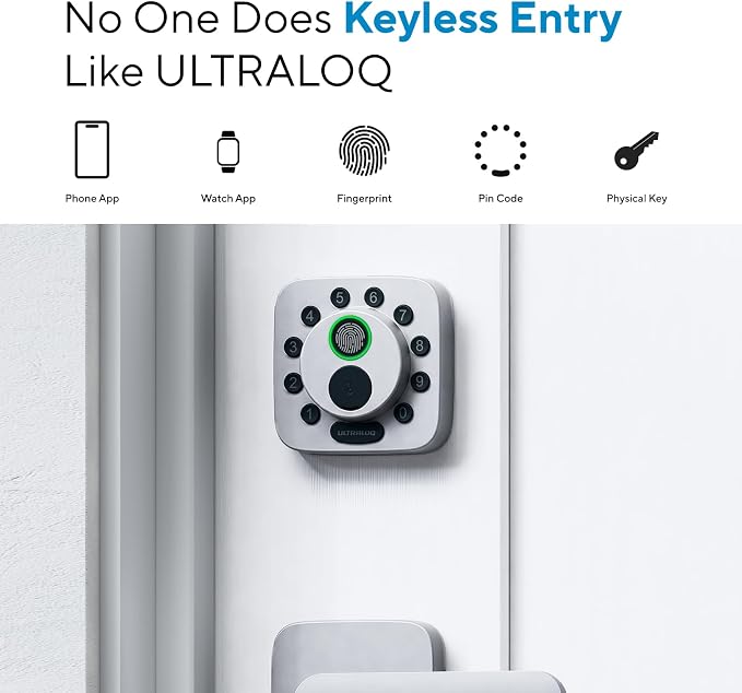 ULTRALOQ Bolt SE Smart Lock with Handle, Built-in Wi-Fi, Matter Over Thread, Works with Apple Home, Alexa, Google, Keyless Deadbolt with Fingerprint, App, Code, Remote Control, Gray