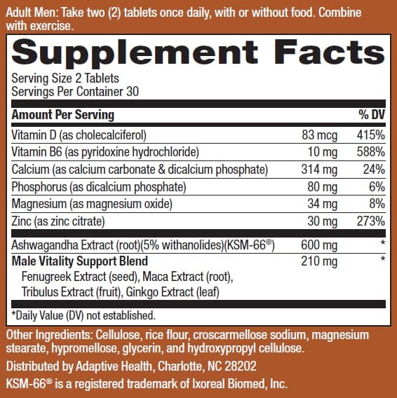 Ageless Male Free Testosterone Booster Supplement for Men, 120 Tablets