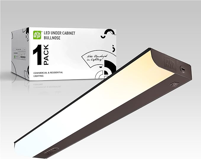 ASD LED Under Cabinet Lighting Hardwired, 18 Inch 10W 2700K-5000K Selectable, 807LM, CRI90+, Direct Wire Linkable Under Counter Lights for Kitchen, Dimmable Under Cabinet Lights, Bronze, UL Certified