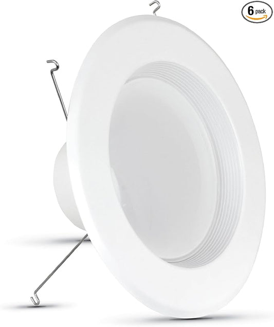 Feit Electric LED Recessed Downlight, fit Most 5-6" Housing Cans, Baffle Trim, Dimmable, 75W Equivalent 10.2W, 925 LM Retrofit kit, 75 Watt, 5000K Daylight, 6-Pack LEDR56B/950CA/MP/6