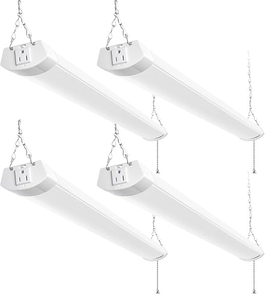 hykolity 4FT 70W LED Shop Light Linkable, 8000lm(300w Equivalent), 5000K Utility Shop Lights for Garages, Workshops, Basements, Hanging or FlushMount, with Power Cord and Pull Chain, ETL, 4 Pack