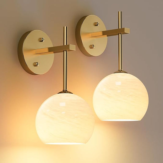 MOITA Wall Sconces Set of Two, Wireless Battery Operated Wall Decor with Remote, Sconces Wall Lighting with Glass Shade, Upward and Downward Installation, 12 RGB Colors and 3 CCT Options