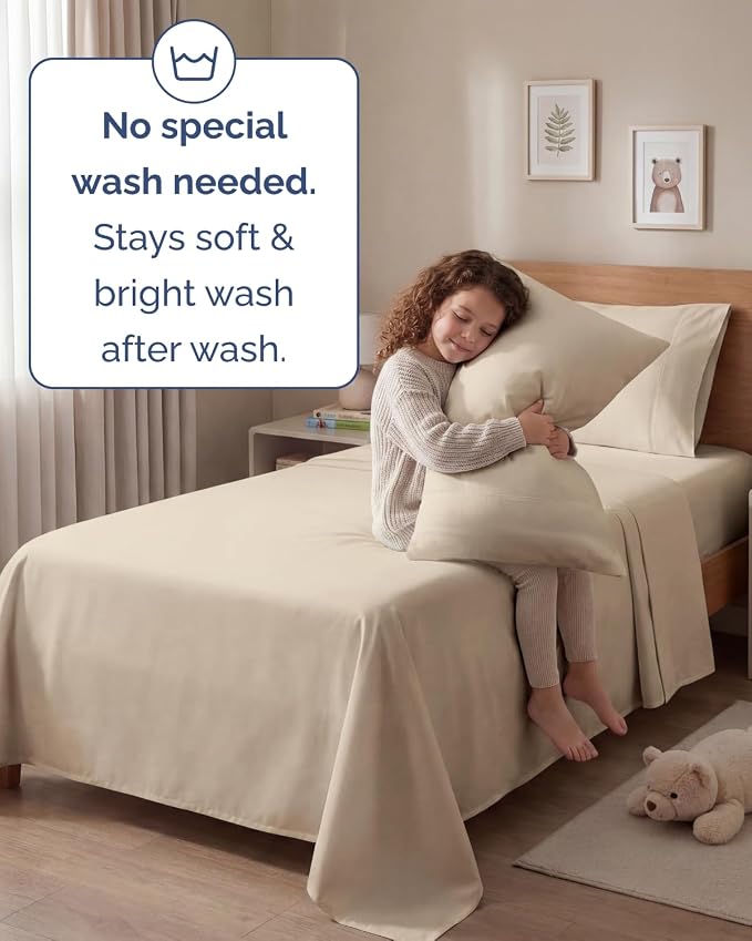 Twin 4 Piece Sheet Set - Comfy Breathable & Cooling - Ultra Soft Hotel Luxury Bedding Set with 8-16 Inch Deep Pockets - 1 Flat & 1 Fitted Sheet & 2 Pillowcases - Cozy, Wrinkle Free & Easy Care - Wheat