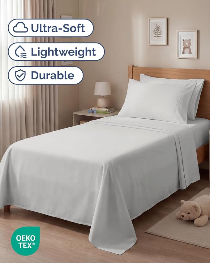 Twin 4 Piece Sheet Set - Comfy Breathable & Cooling - Ultra-Soft Hotel Luxury Bedding Set w/ 8-16 Inch Deep Pockets - 1 Flat & 1 Fitted Sheet & 2 Pillowcases - Wrinkle Free & Easy Care - French Grey